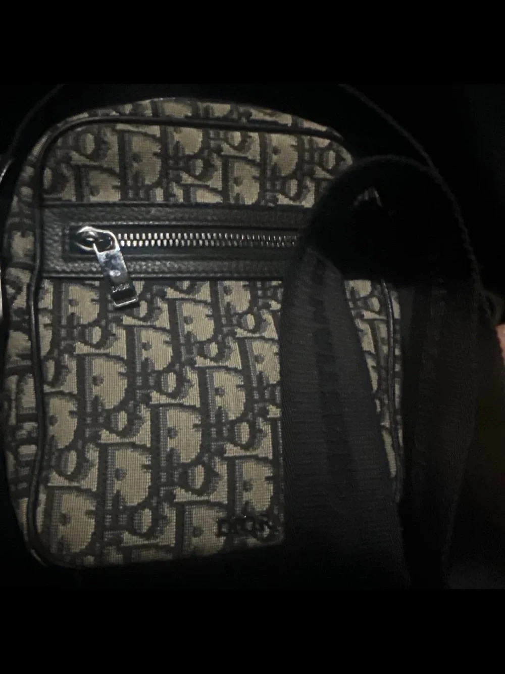 Dior Monogram Messenger Bag in Black and Beige